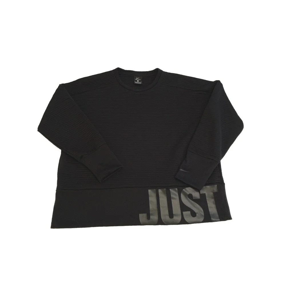 Nike Dri Fit Training Cropped Sweatshirt Just Do It Black Women's Large